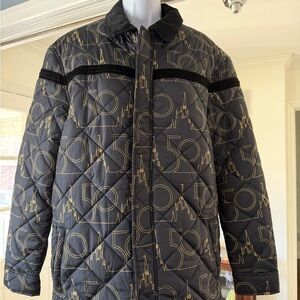 Stylish Black and Gold Quilted Men's Jacket Walt Disney World 50th